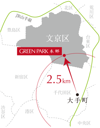 大手町を2.5km圏に捉える躍動